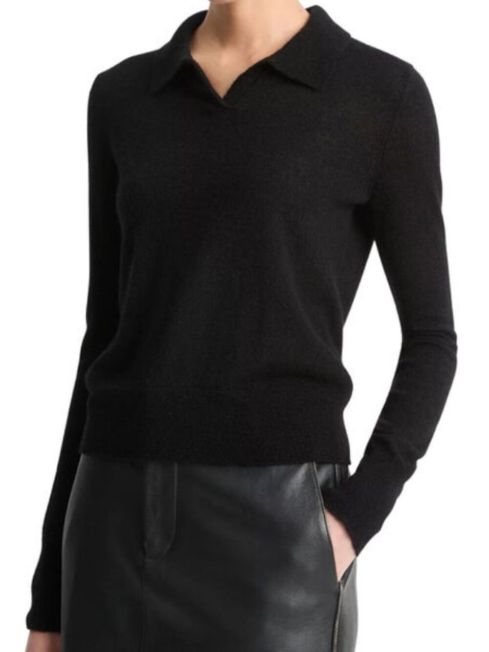 NWOT Vince Wool Blend Polo Collared Sweater in Black